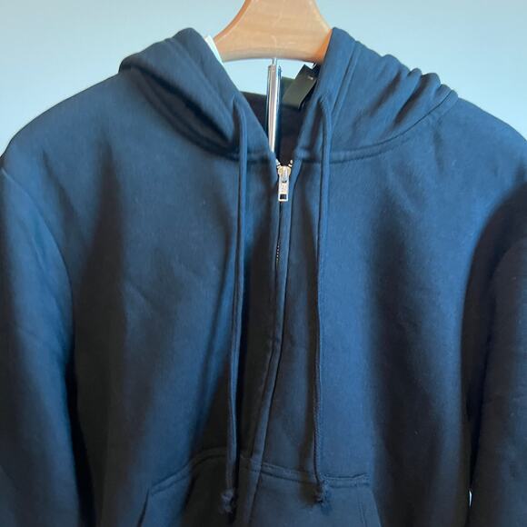 Wild Fable Women's Black Cropped Long Sleeve Zip-Up Hoodie - Size XXL - NWT - Picture 3 of 8